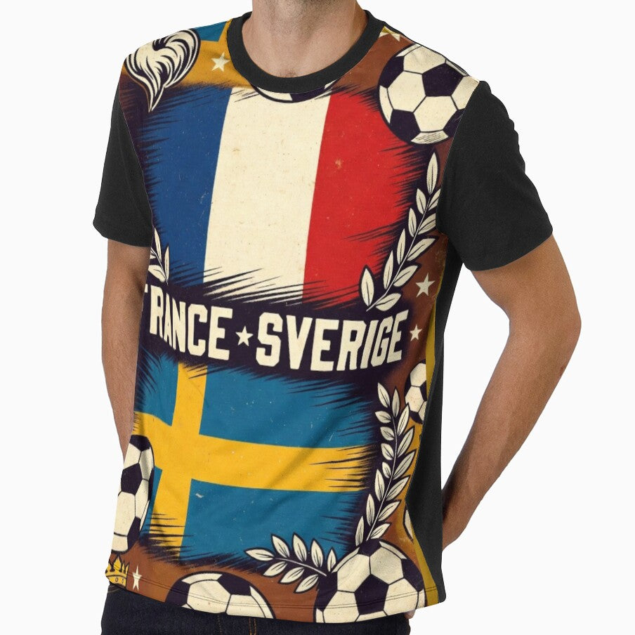 France Sverige Retro World Cup Poster | Vintage France vs Sweden Soccer Art by Nexus Space