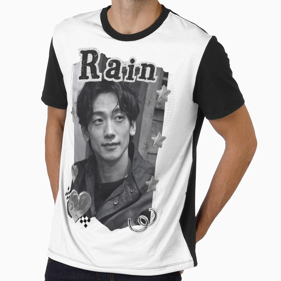 Rain Jung Ji-hoon Kpop Solo Artist Black and White Collage Digital Art Portrait by AJUNICE STUDIO