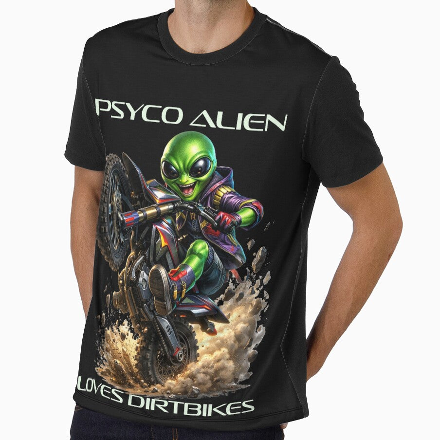 Psycho Alien Loves Dirtbikes - Neon Lettering by PsychoAlien.com