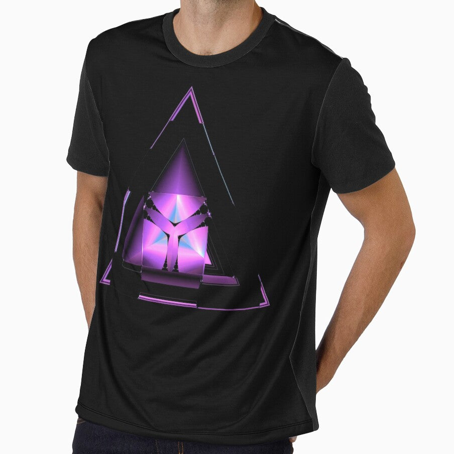 Pink Triangle Fractal on Black by Gingezel