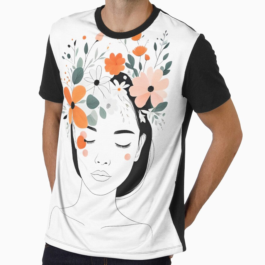 Woman With Flowers  minimalist illustration by simaso