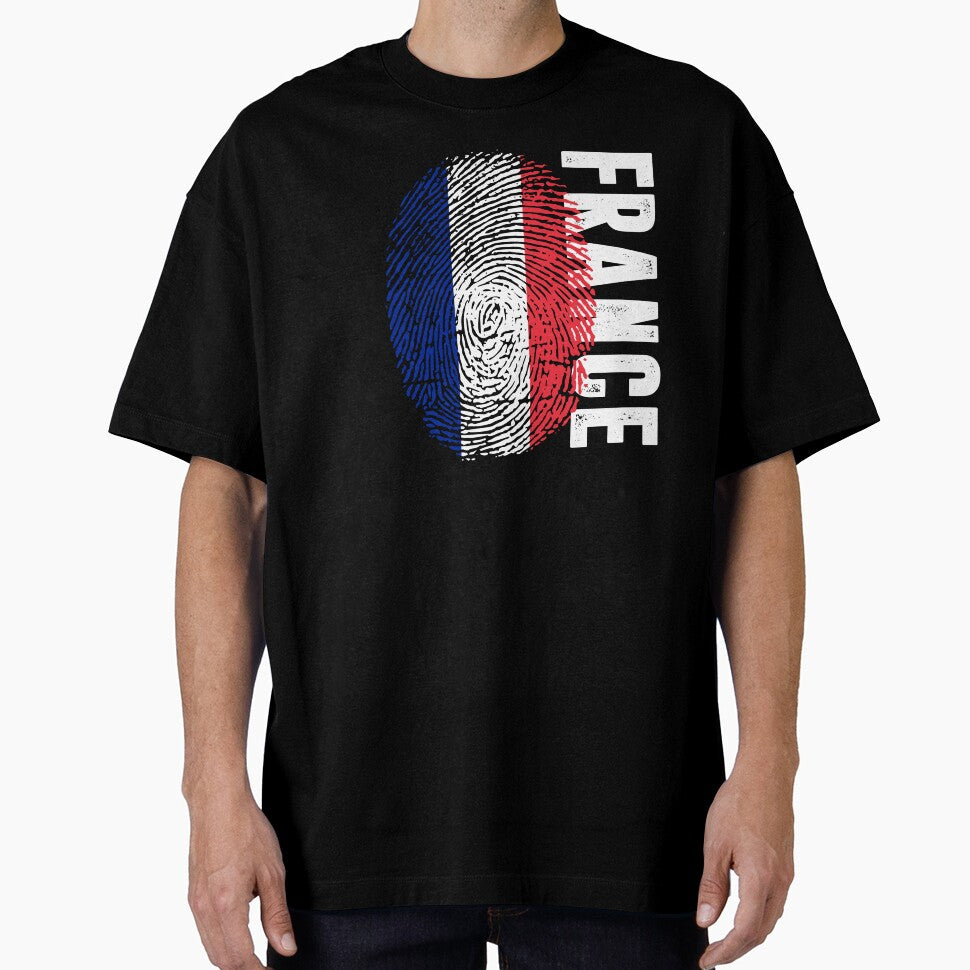 France Flag Fingerprint DNA French by PartyShirts1