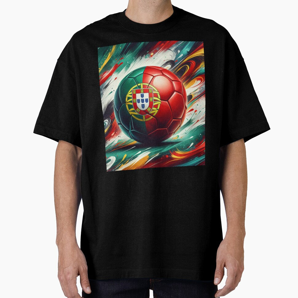 Portugal Soccer Ball Art Dynamic Football Painting with Portuguese Flag Colors by ssmg80