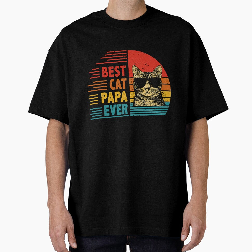 Vintage Retro Best Cat Papa Ever Funny Cat Lover Father's Day Gift by EdwinaEmmanoiCo