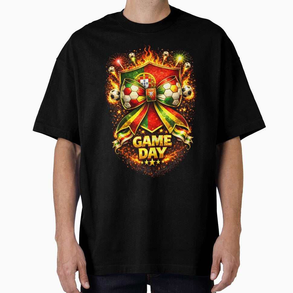 Portugal Soccer Bow Game Day Fire Crest Celebration by MuniraWearify