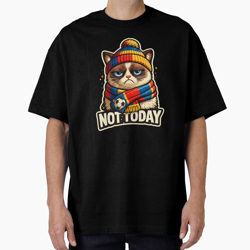 Not Today Grumpy Cat Soccer Scarf Hat – Funny Football Fan Humor Art | Soccer Cat Gift by irfanshikh