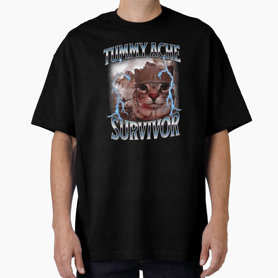 Tummy Ache Survivor Soldier Cat Wearing Helmet Lightning Meme Soldier Cat Art by Capisedo