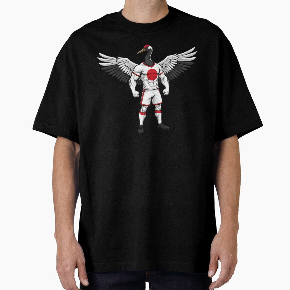 Elegant Japanese Red-Crowned Crane Football Mascot 2026 by ArtByKatti