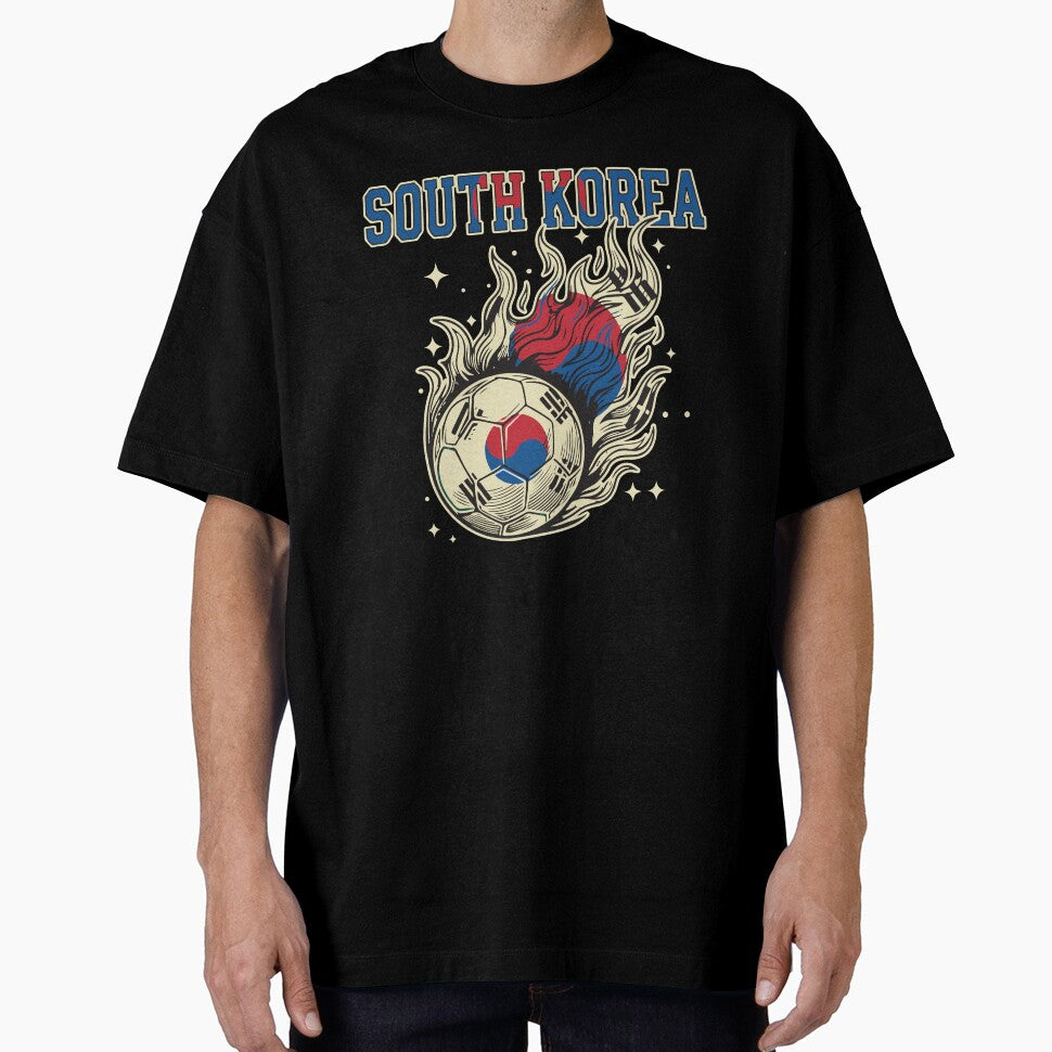 South Korea Soccer Flaming Ball Retro Football Fan Art by BrownHorse90s