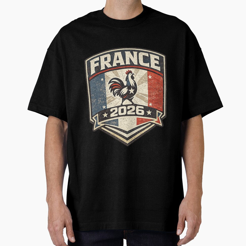 France 2026 Vintage Rooster Badge T-Shirt by ArthUpscale