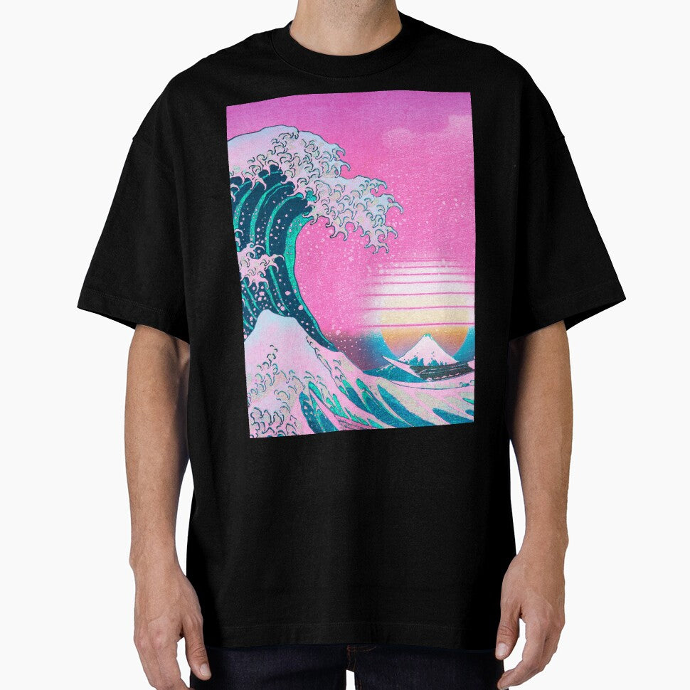Vaporwave Aesthetic Great Wave Off Kanagawa Retro Sunset by CoitoCG