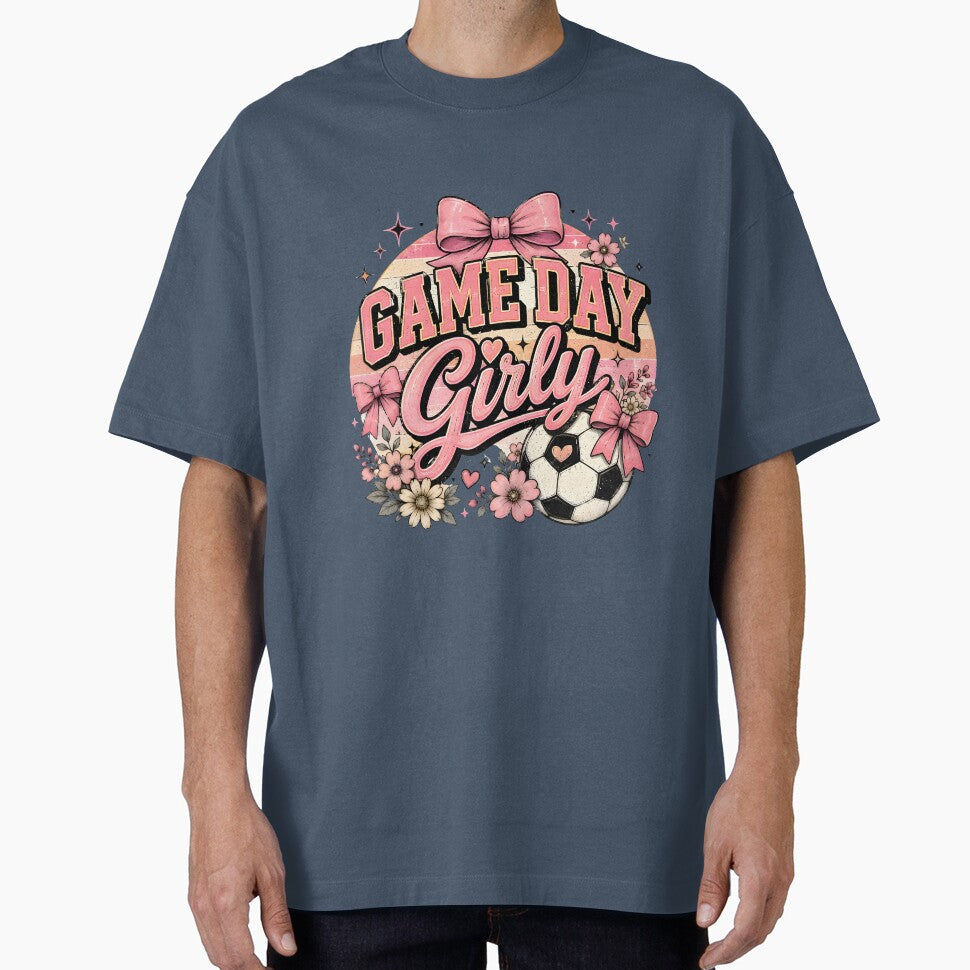 Game Day Girly Coquette Soccer Bow Vintage T-Shirt by PixelForge11