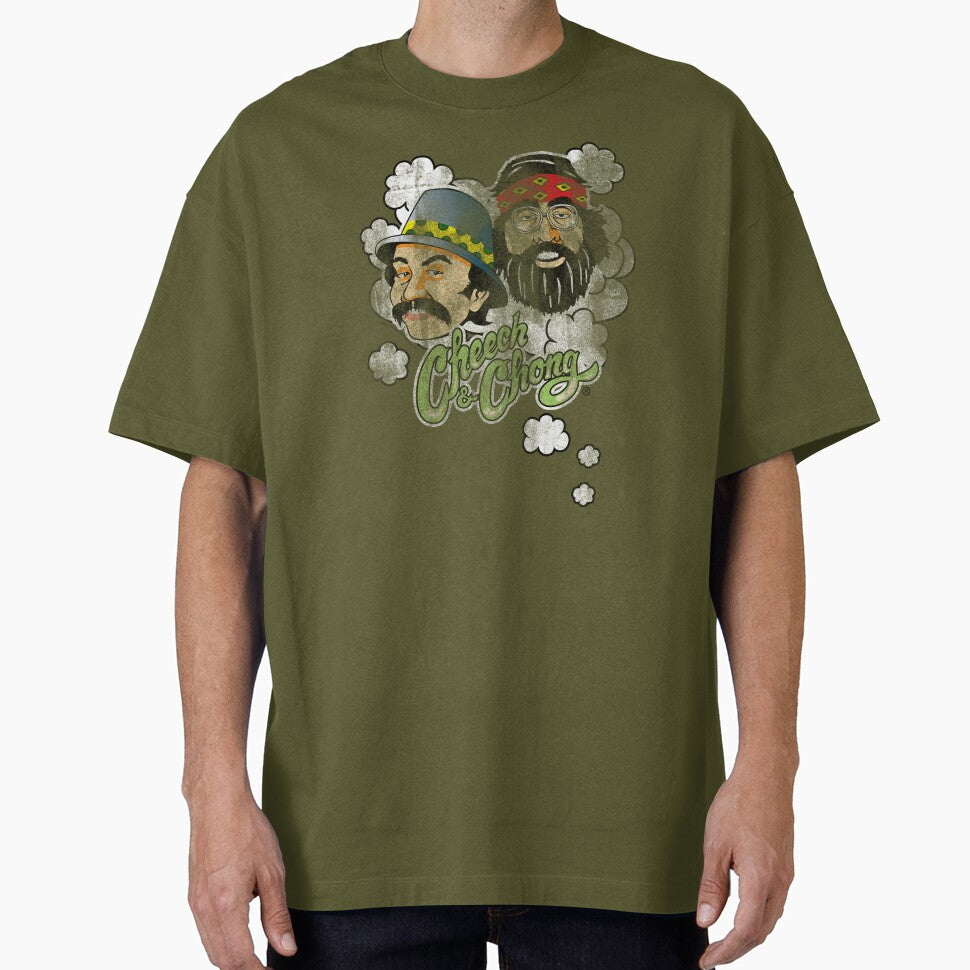 Cheech & Chong Cartoon Heads On Smoke Cloud Distressed by FifthSun