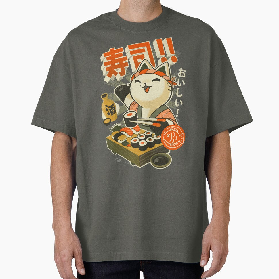 Sushi Chef Cat - Funny Restaurant Kitty - Japanese Food by BlancaVidal