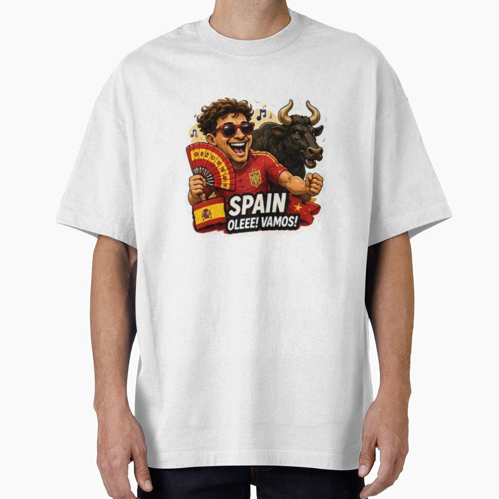 Spain 2026 Cartoon Football Fan Design by Pixanova