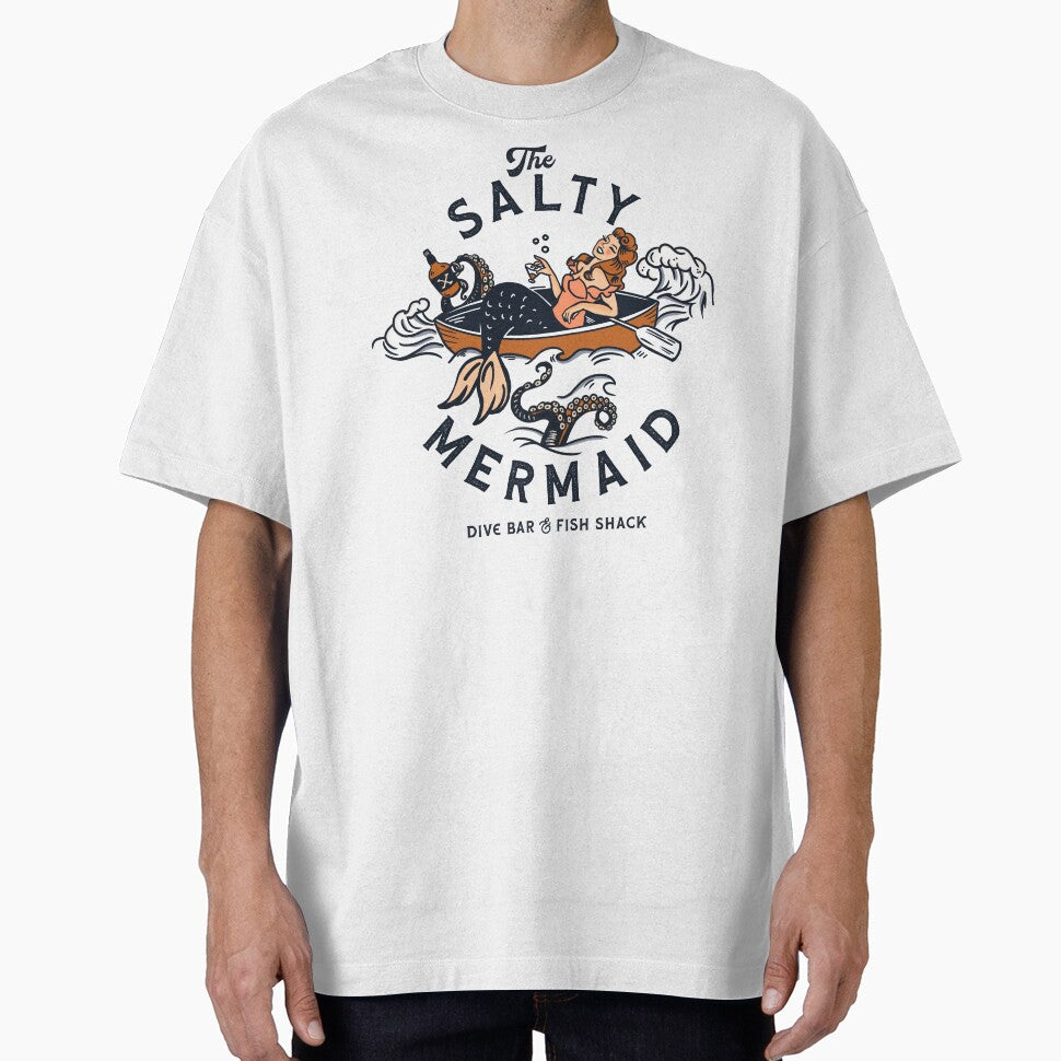 "The Salty Mermaid Dive Bar & Fish Shack" Cool Retro Mermaid Travel Design by The Whiskey Ginger Design Shop