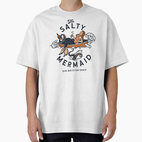 "The Salty Mermaid Dive Bar & Fish Shack" Cool Retro Mermaid Travel Design by The Whiskey Ginger Design Shop