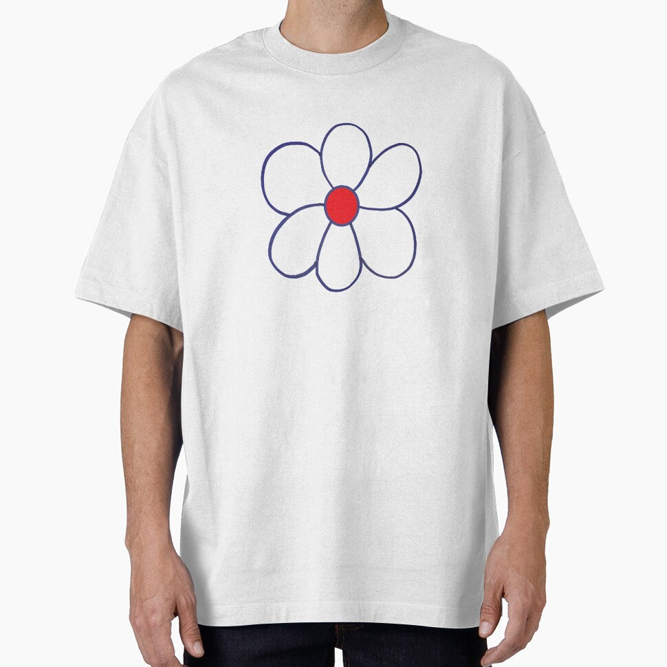 Big Simple Six Petal Flower in Basic Blue and Red by BelindaFuller