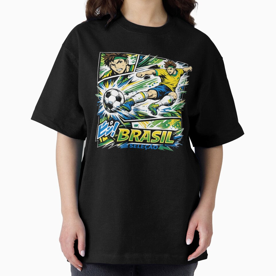 Brazil Soccer Manga Kick Graphic | Brasil Seleção Streetwear Football Anime Design by JonelCrafts