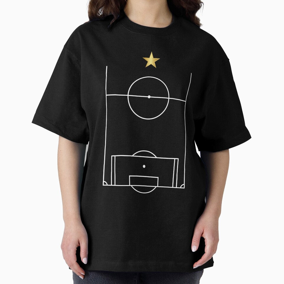 Minimalist Soccer Pitch Gold Star Champion Line Art by TeNovaStudio