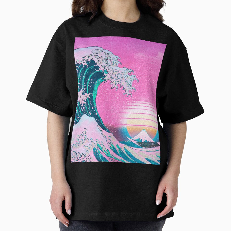 Vaporwave Aesthetic Great Wave Off Kanagawa Retro Sunset by CoitoCG