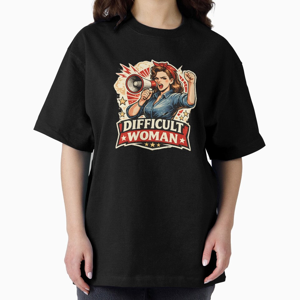 Difficult Woman Retro Protest Poster – Bold Feminist Democracy Design by OlizaPrint