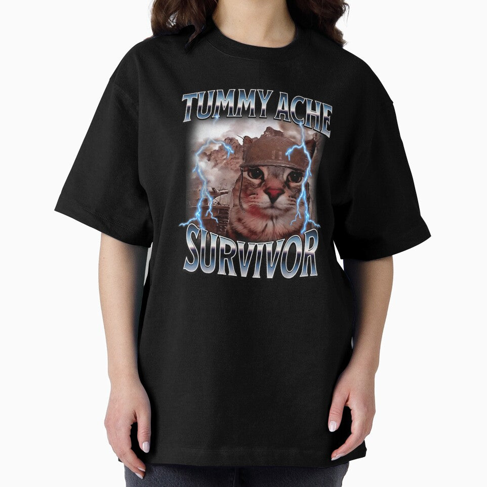 Tummy Ache Survivor Soldier Cat Wearing Helmet Lightning Meme Soldier Cat Art by Capisedo