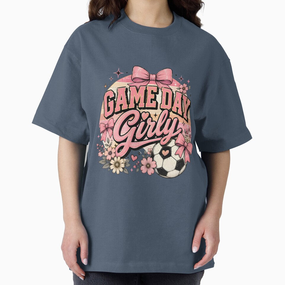 Game Day Girly Coquette Soccer Bow Vintage T-Shirt by PixelForge11