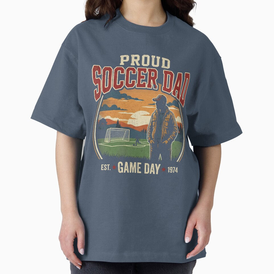 Proud Soccer Dad – Retro Game Day Soccer Parent Shirt by Pigmentra
