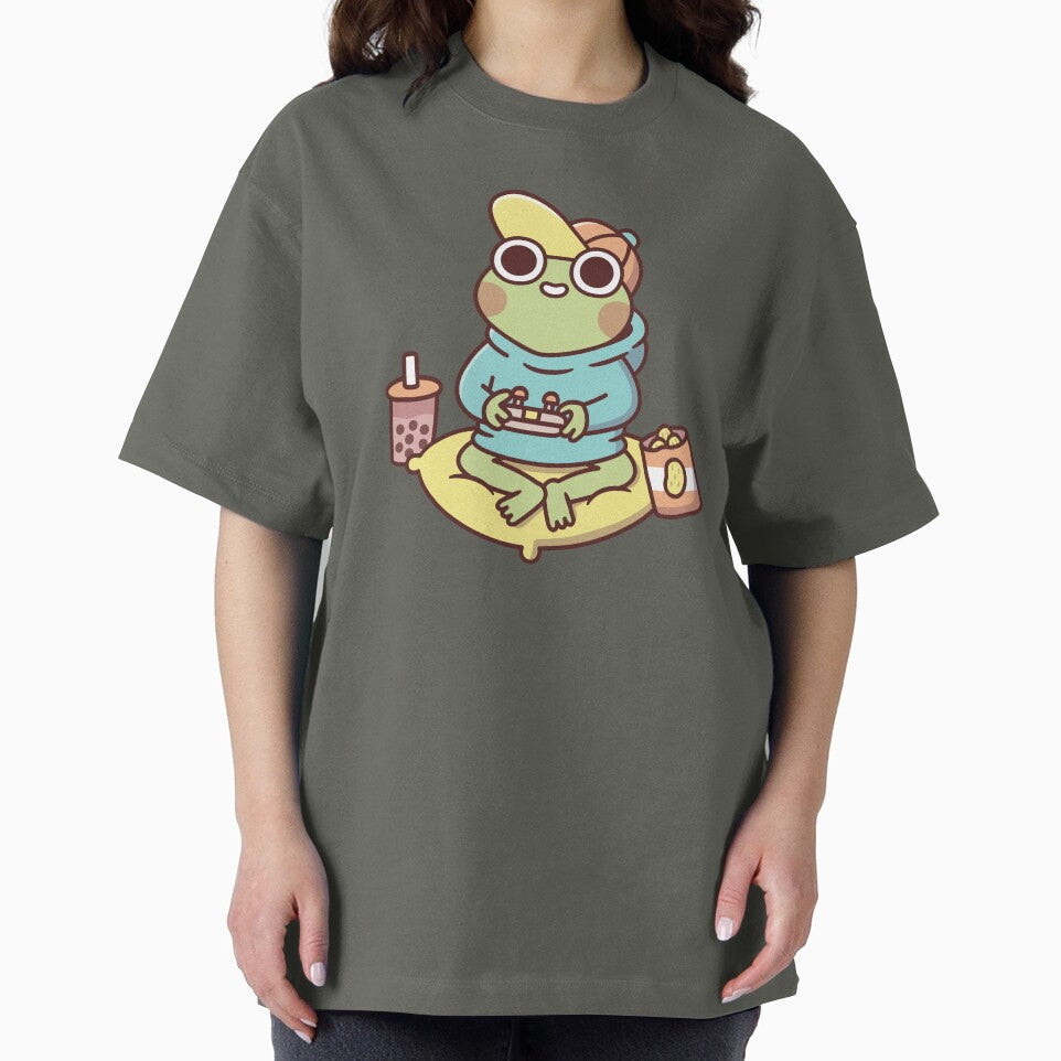 Cute Frog In Hoodie Playing Video Games by rustydoodle