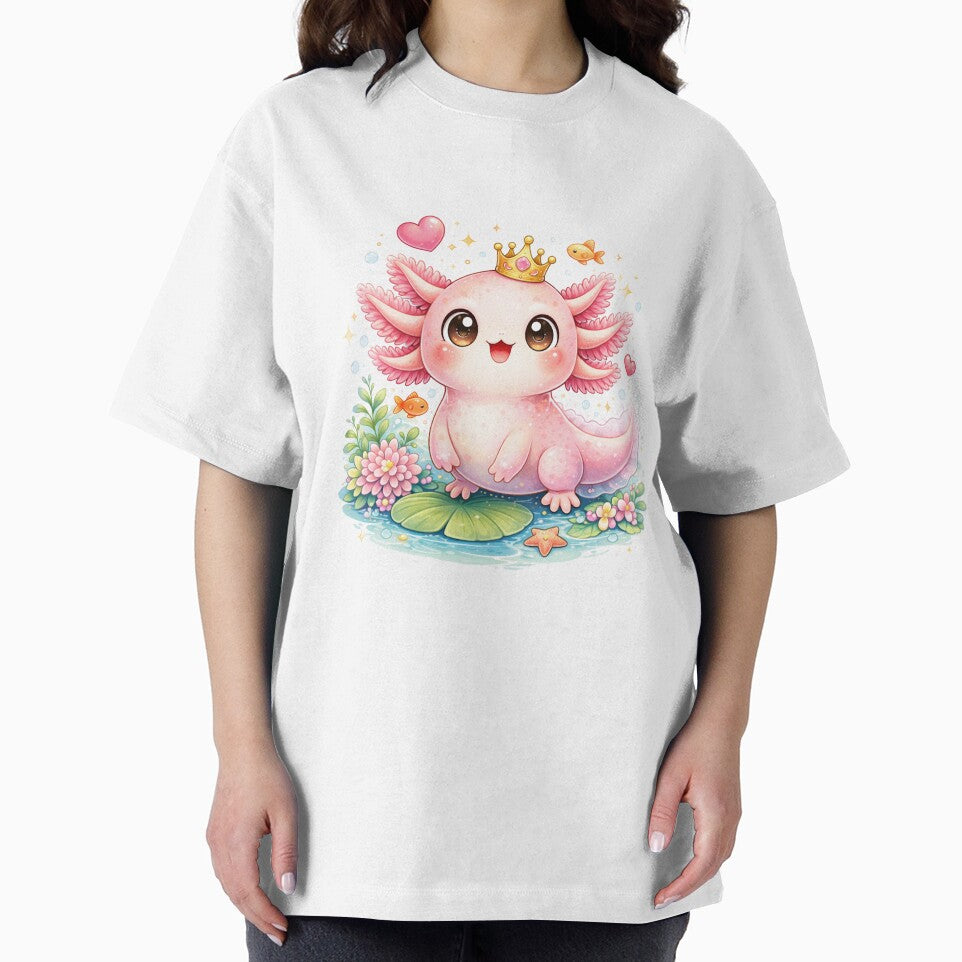 Cute Axolotl With Crown Kawaii Design by Seculinator