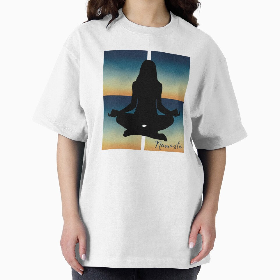 Meditation Silhouette with Gradient Background – Namaste Inner Calm Design by JuanaDesigns