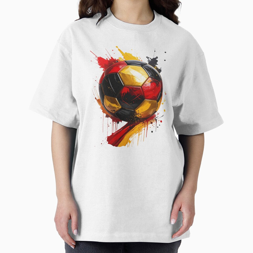 Football in black, red, and gold paint splatters, Germany by LiskoDesign