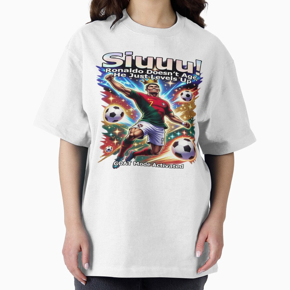 SIUUU! Ronaldo Doesn’t Age, He Just Levels Up – GOAT Mode Activated | Funny Football Fan T-Shirt by Sushikidsntod