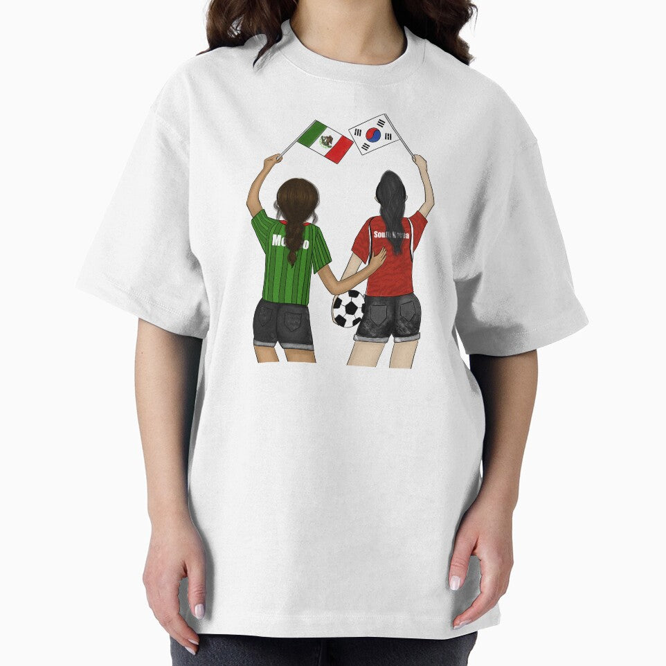 Mexico vs South Korea Soccer Fans - Friends Cheering for their Team with Flags by SMillustrations