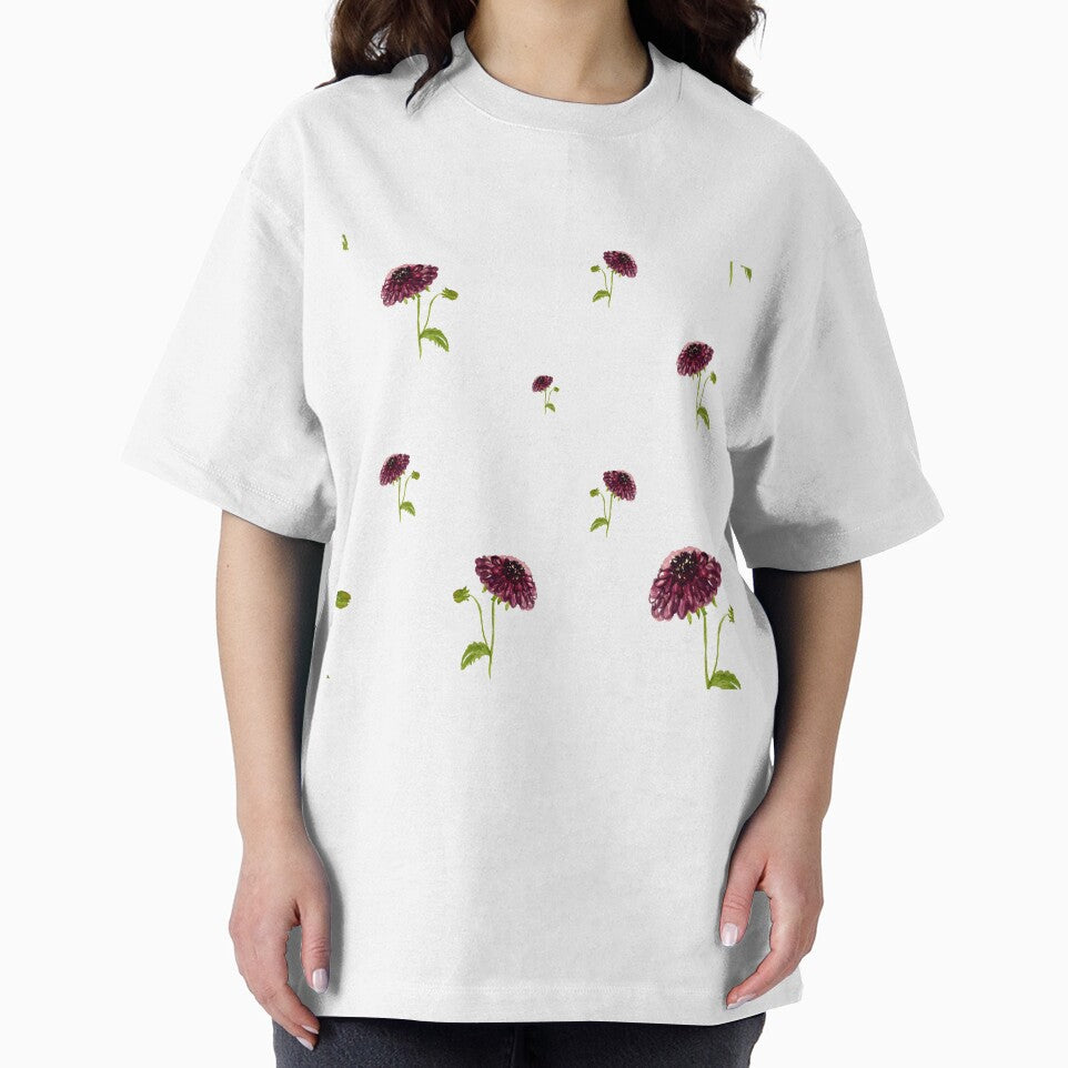Dahlia red seamless cute pattern a watercolor by Yana Mustafina | Boho Soulful Designs