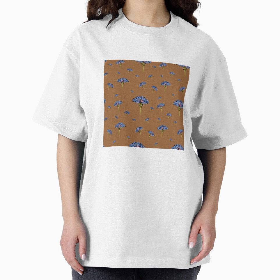 Flower blue violet pattern hand drawn watercolor brown by Yana Mustafina | Boho Soulful Designs