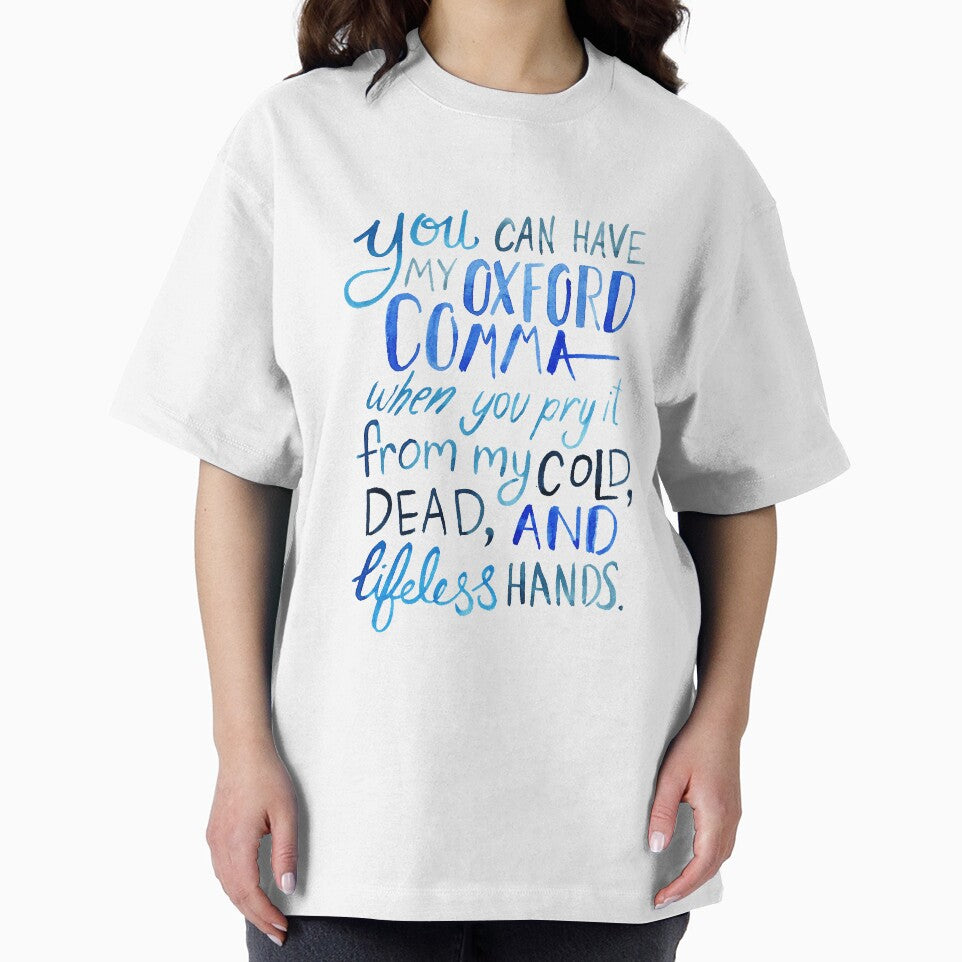 Oxford Comma Grammar Joke Blue Watercolour Typography by Kit Cronk