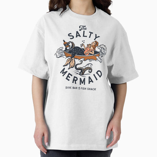 "The Salty Mermaid Dive Bar & Fish Shack" Cool Retro Mermaid Travel Design by The Whiskey Ginger Design Shop