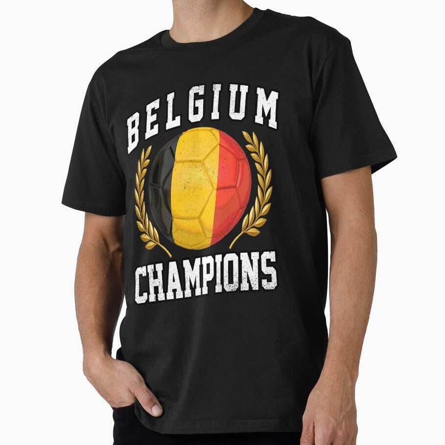 SOCCER BALL FLAG CHAMPIONS - BELGIUM - Fans and Teams for Men and Women T-shirt by wallsandpatts