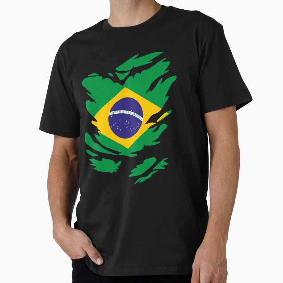 RIPPED SHIRT FLAG INSIDE - BRAZIL - Fans and Teams for Men and Women T-shirt by wallsandpatts