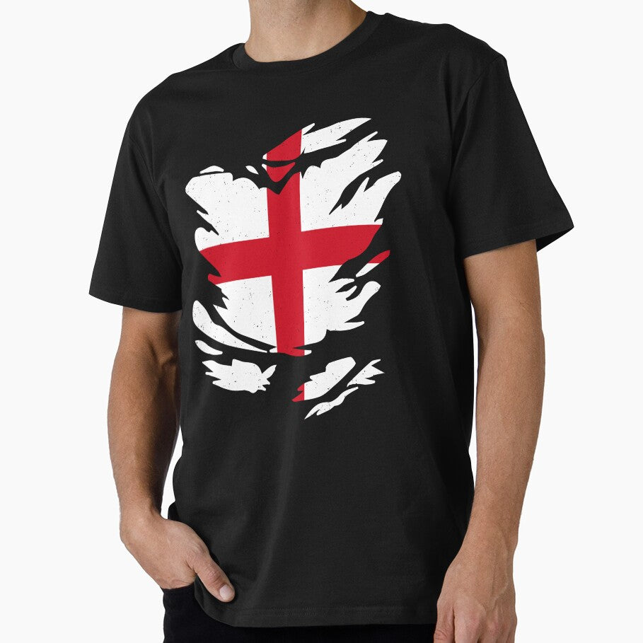 RIPPED SHIRT FLAG INSIDE - ENGLAND - Fans and Teams for Men and Women T-shirt by wallsandpatts