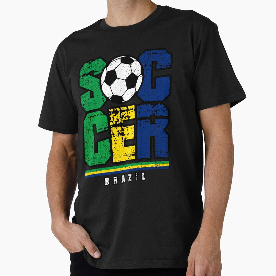 SOCCER TEAMS BIG TEXT SOCCER - BRAZIL - Fans and Teams for Men and Women T-shirt by wallsandpatts