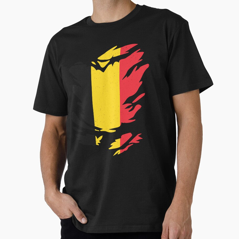RIPPED SHIRT FLAG INSIDE - BELGIUM - Fans and Teams for Men and Women T-shirt by wallsandpatts