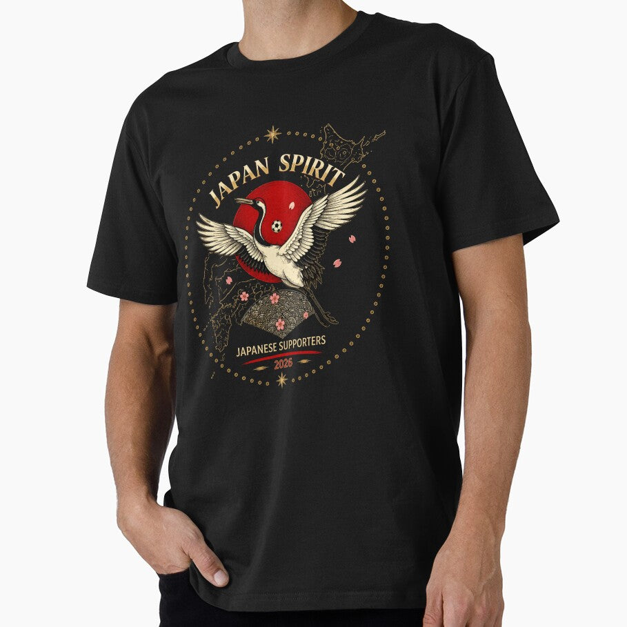 Japan Spirit Crane Football Supporters 2026 Shirt | Japanese Soccer Fan Tee by Inner Flame Studio