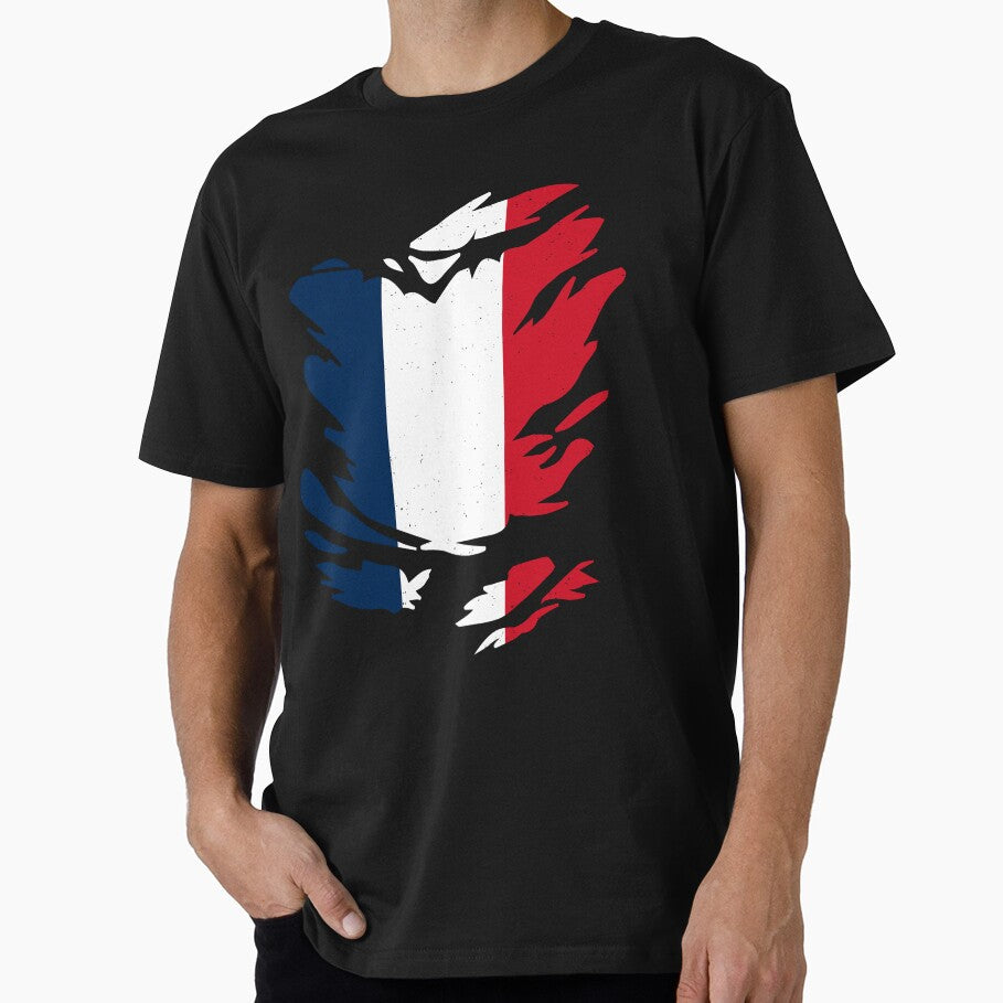 RIPPED SHIRT FLAG INSIDE - FRANCE - Fans and Teams for Men and Women T-shirt by wallsandpatts
