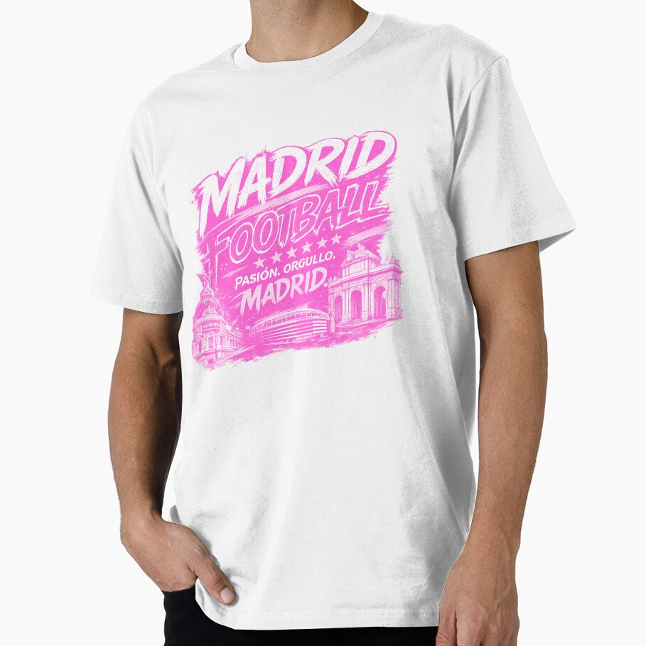 Madrid Football Pink Typography Design | City Pride Soccer Artwork | Landmark Edition by TKOprintdesigns