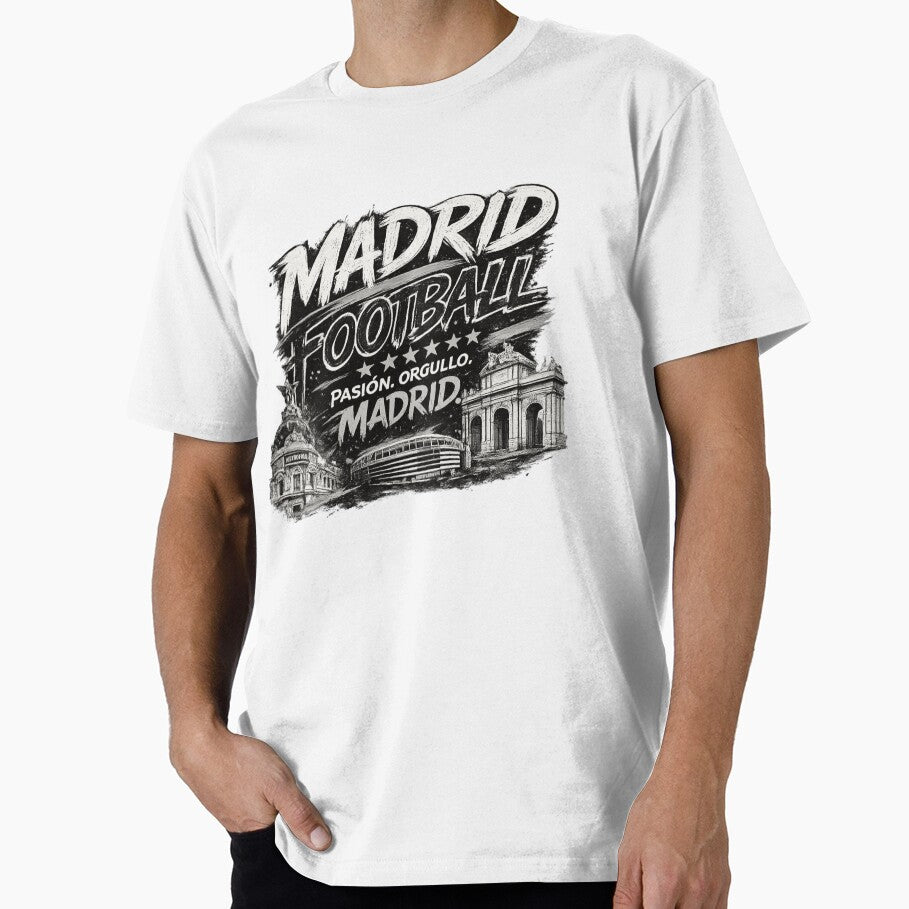 Madrid Football Black White Typography Design | City Pride Soccer Artwork | Landmark Edition by TKOprintdesigns