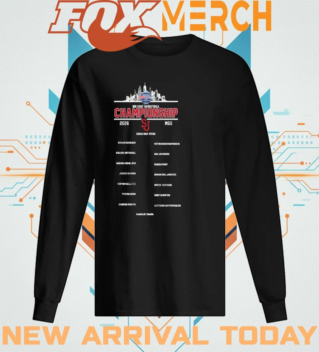 St John’s Red Storm 2026 Big East Basketball Championship skyline t-shirt