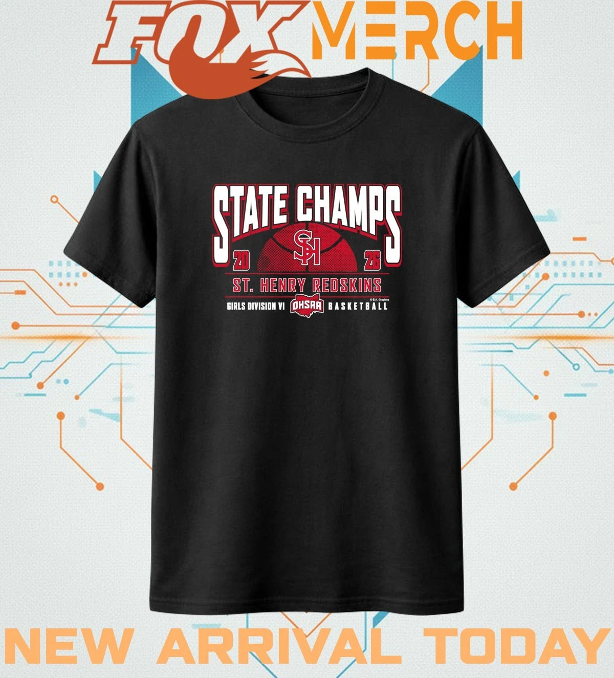 St. Henry Redskins 2026 OHSAA Girls Basketball D6 State Champions t-shirt